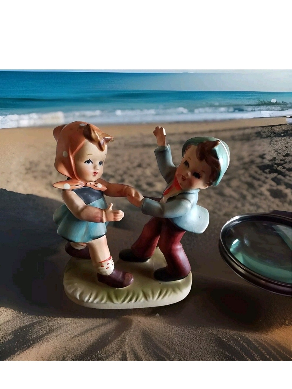"Just Kids" Hand Painted Figurine  Boy & Girl Dancing. Hand Painted #2075